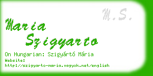 maria szigyarto business card