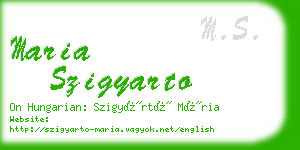 maria szigyarto business card